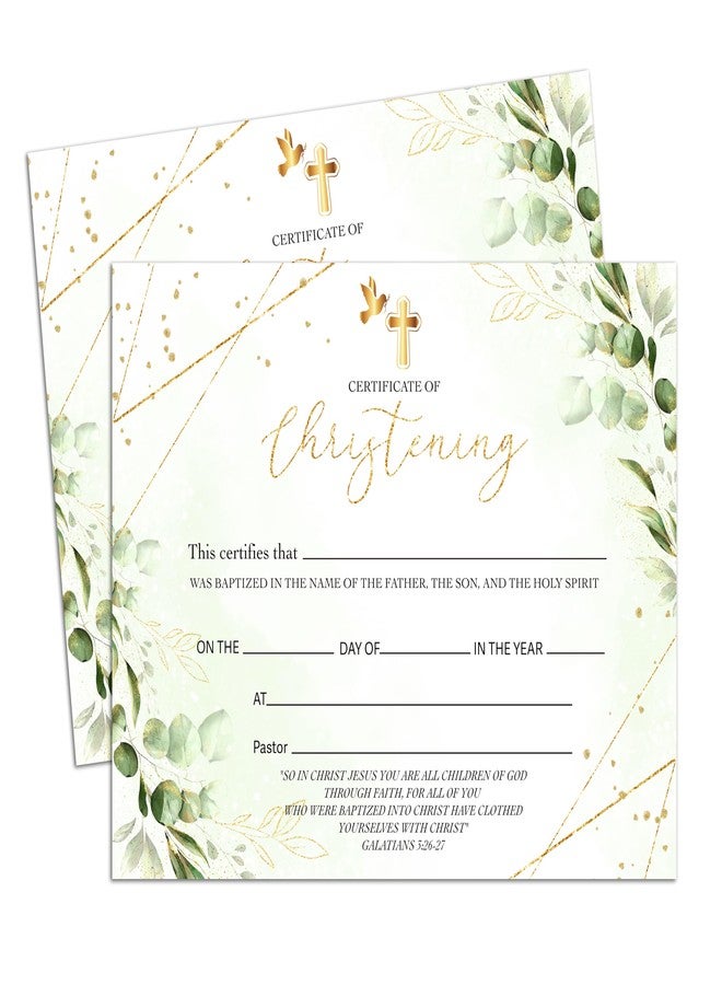 Foosproea Baby Certificate for Church, Gold Greenery Baby Dedication Christening Certificates Gifts for Boys Girls, Church Baptism Gifts, 15 - Image 1